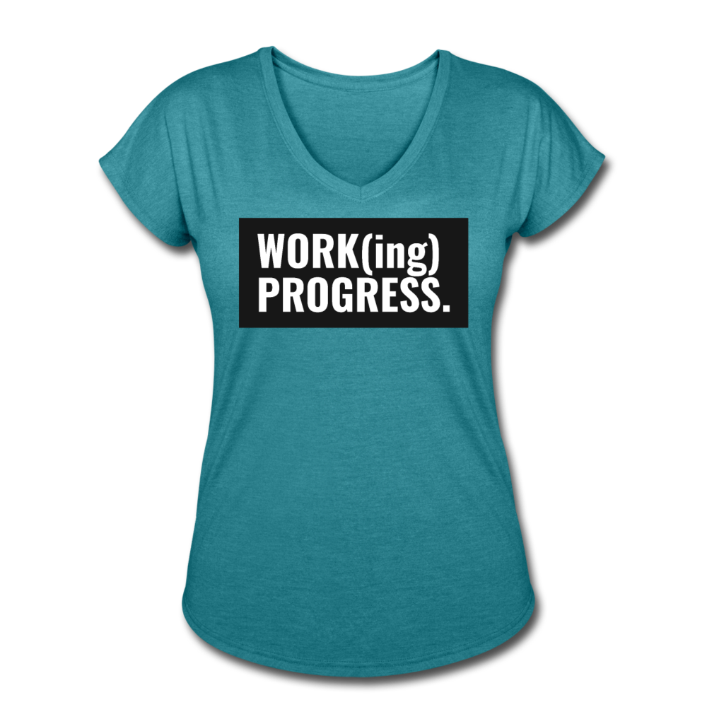 WORK(ing) PROGRESS (V-Neck) - heather turquoise