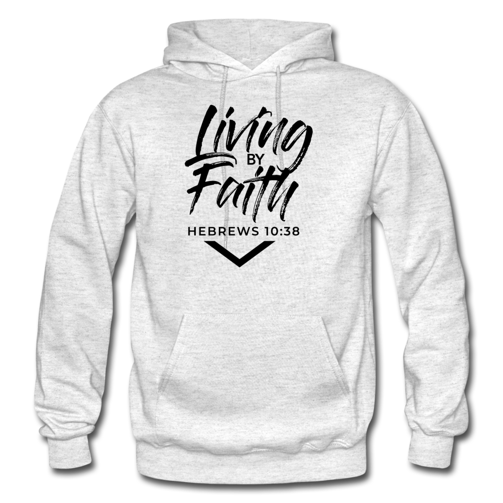 LIVING BY FAITH (Adult With Black Font) - light heather gray
