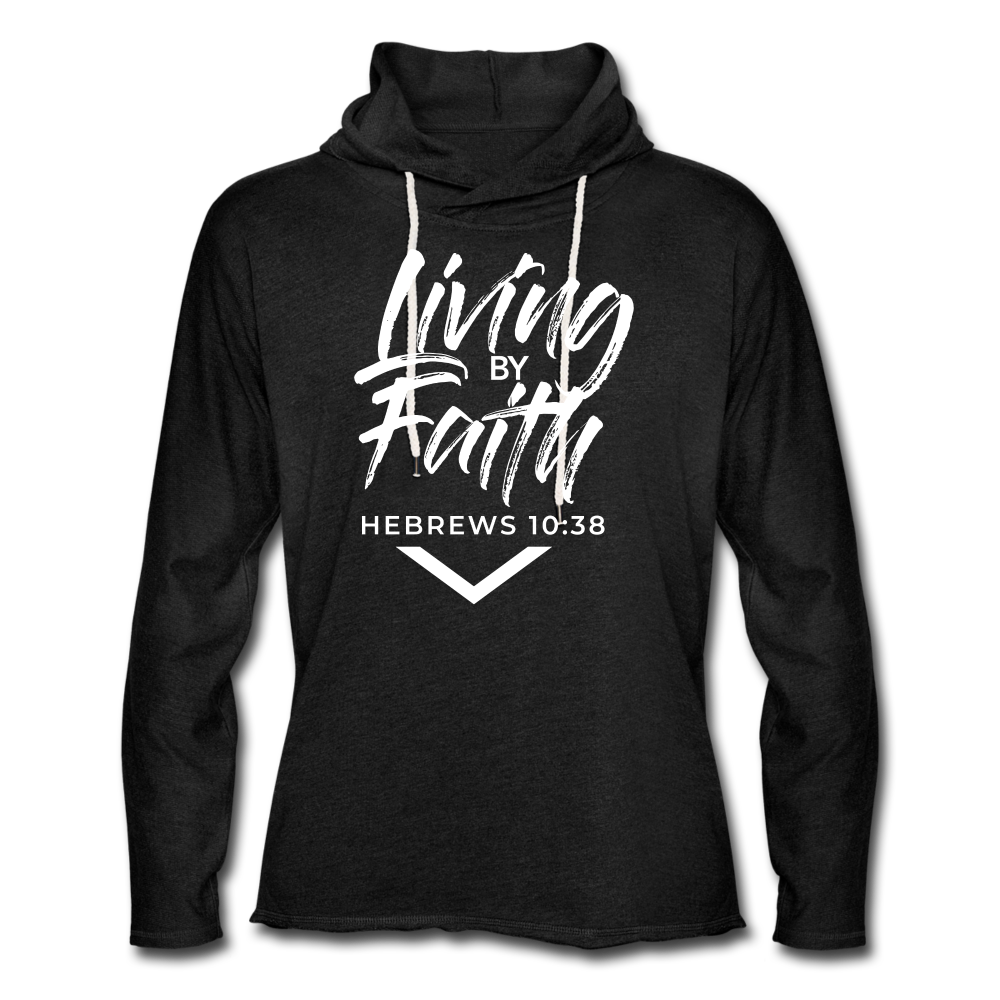 LIVING BY FAITH (Unisex Lightweight Terry Hoodie) - charcoal grey