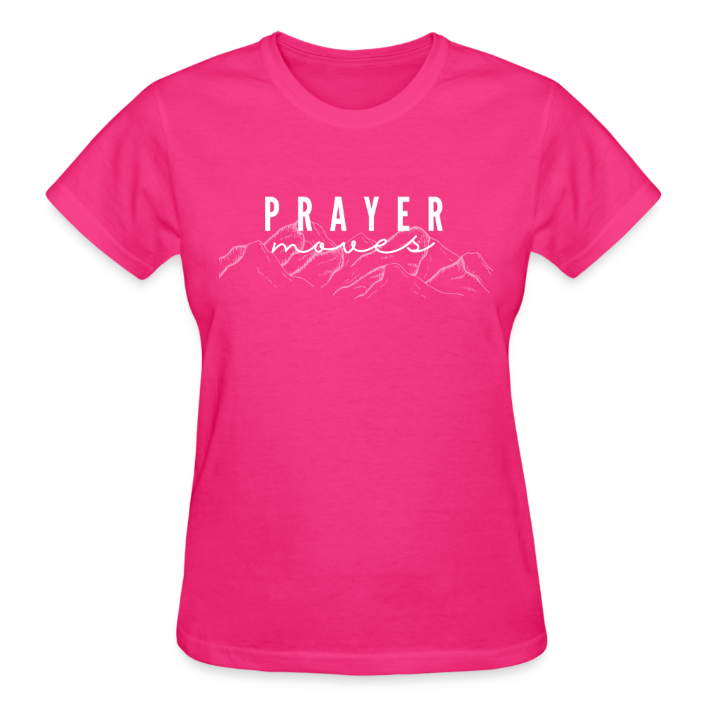 PRAYER MOVES MOUNTAINS (white font) - fuchsia