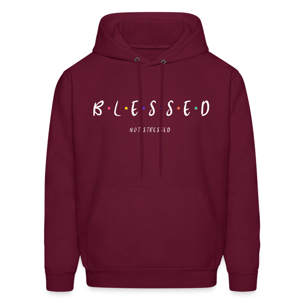 BLESSED NOT STRESSED Unisex Hoodie - burgundy
