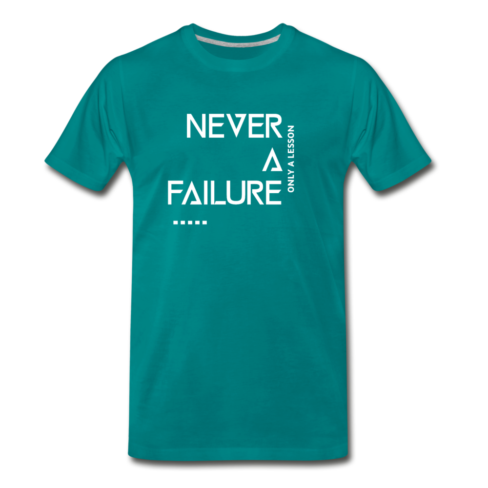NEVER A FAILURE ONLY A LESSON (White font) - teal
