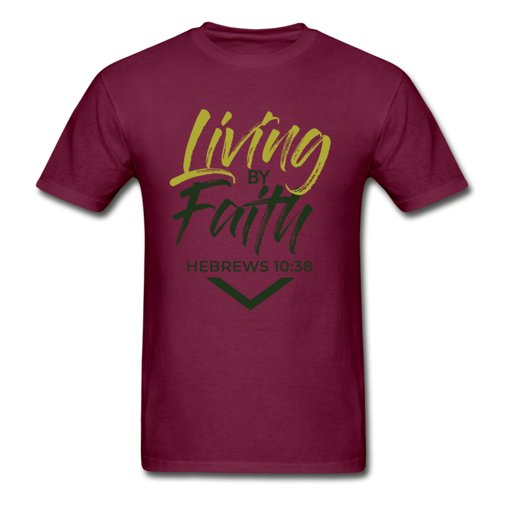 LIVING BY FAITH (Adult Unisex T-Shirt) - burgundy