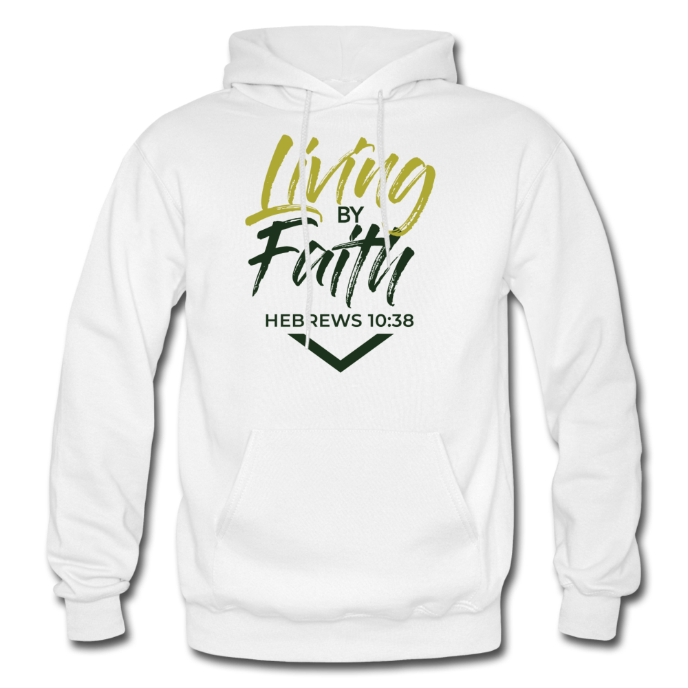 LIVING BY FAITH HOODIE (ADULT) - white