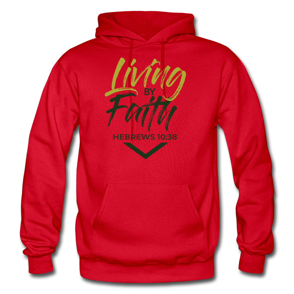 LIVING BY FAITH HOODIE (ADULT) - red