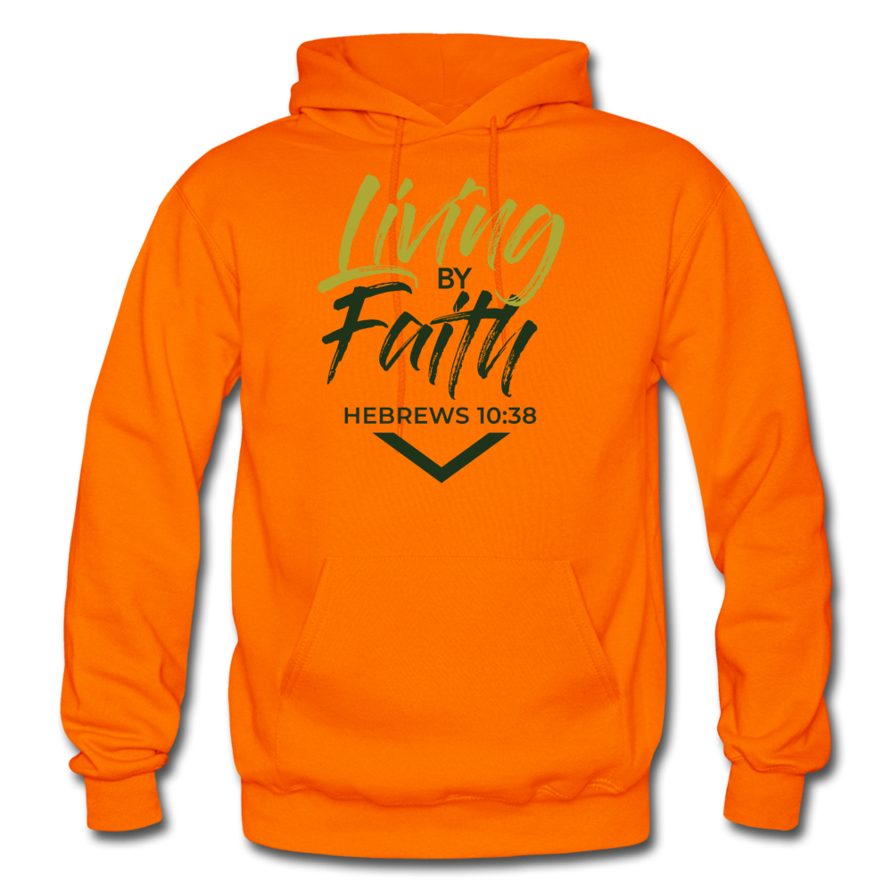LIVING BY FAITH HOODIE (ADULT) - orange