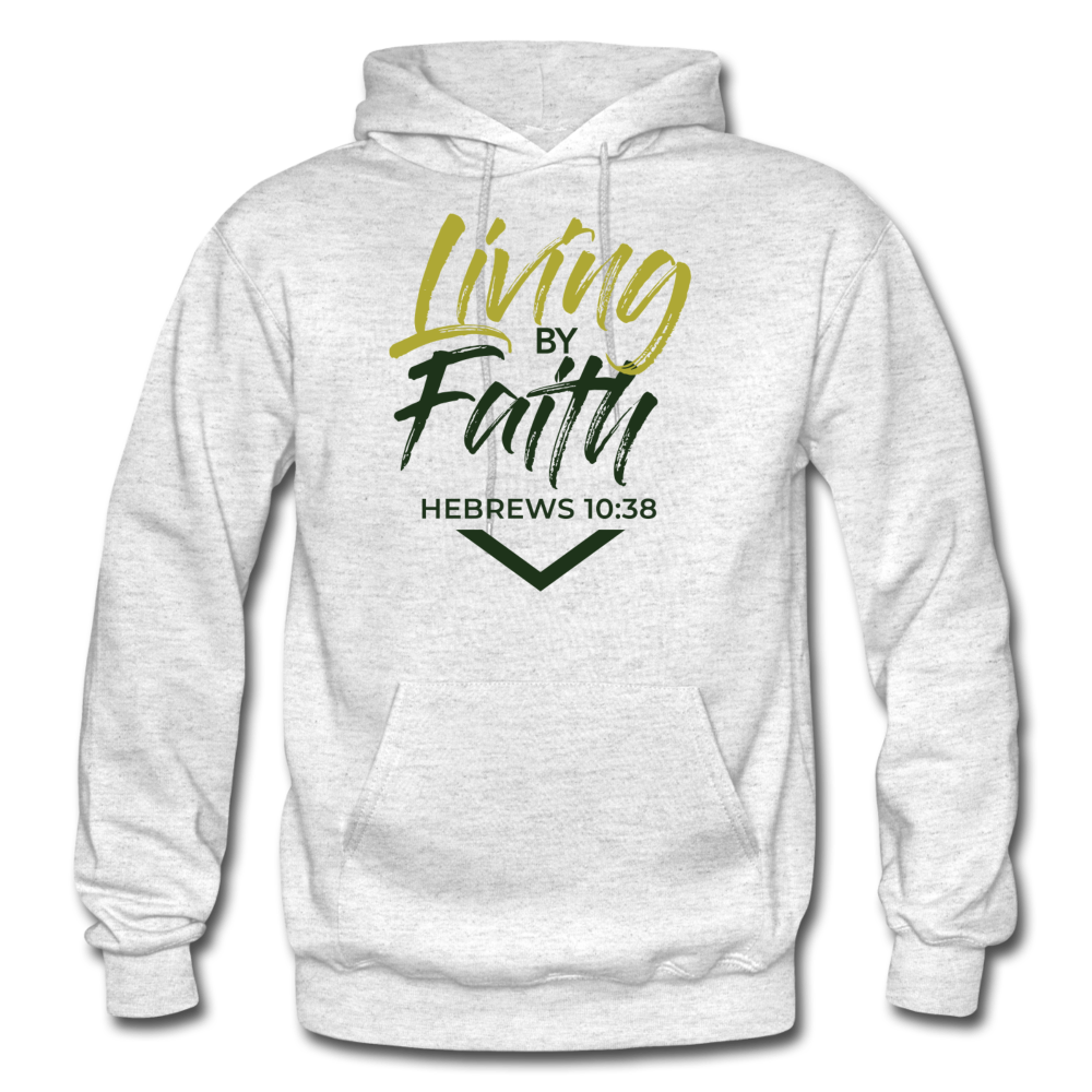 LIVING BY FAITH HOODIE (ADULT) - light heather gray