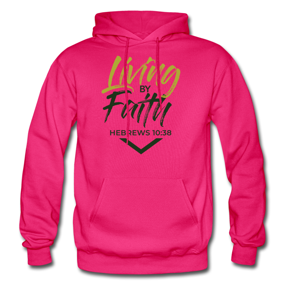 LIVING BY FAITH HOODIE (ADULT) - fuchsia