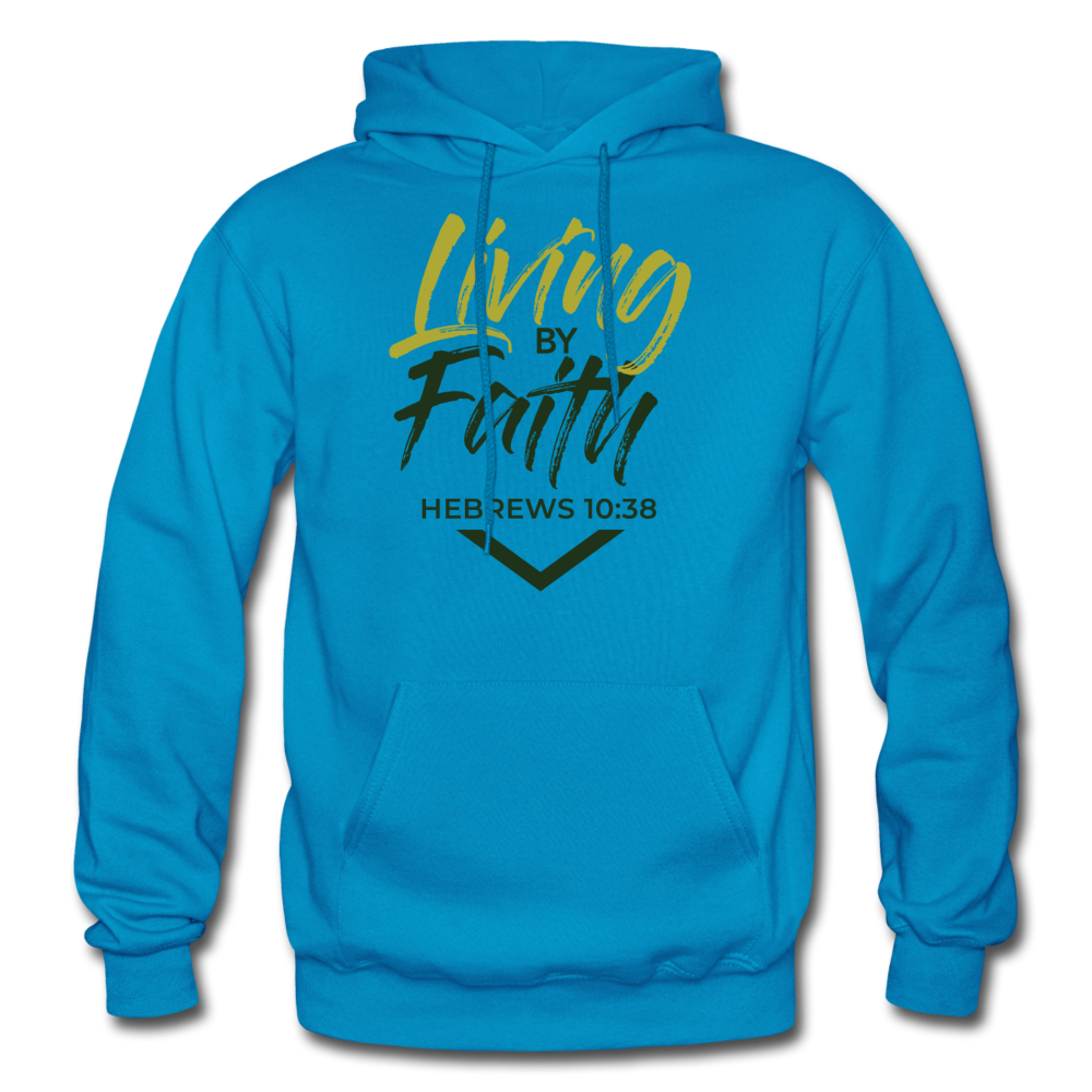 LIVING BY FAITH HOODIE (ADULT) - turquoise