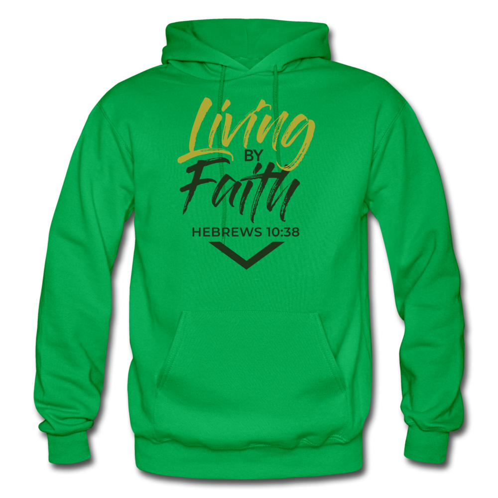 LIVING BY FAITH HOODIE (ADULT) - kelly green