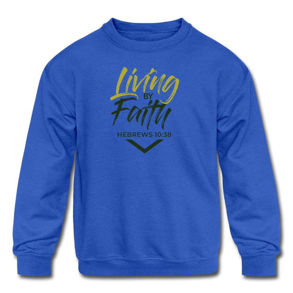 LIVING BY FAITH (Kids' Crewneck Sweatshirt) - royal blue