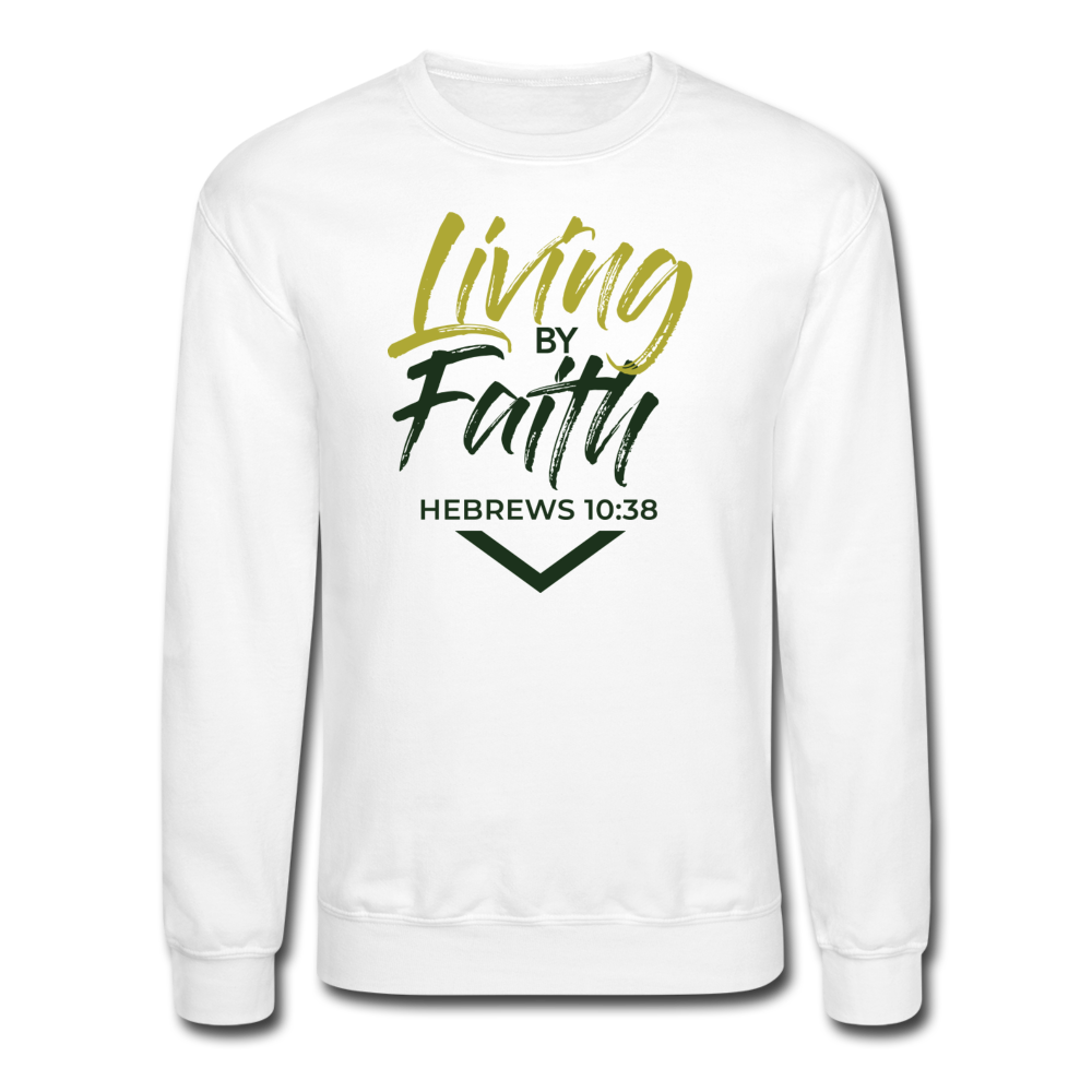LIVING BY FAITH (Unisex Crewneck Sweatshirt) - white