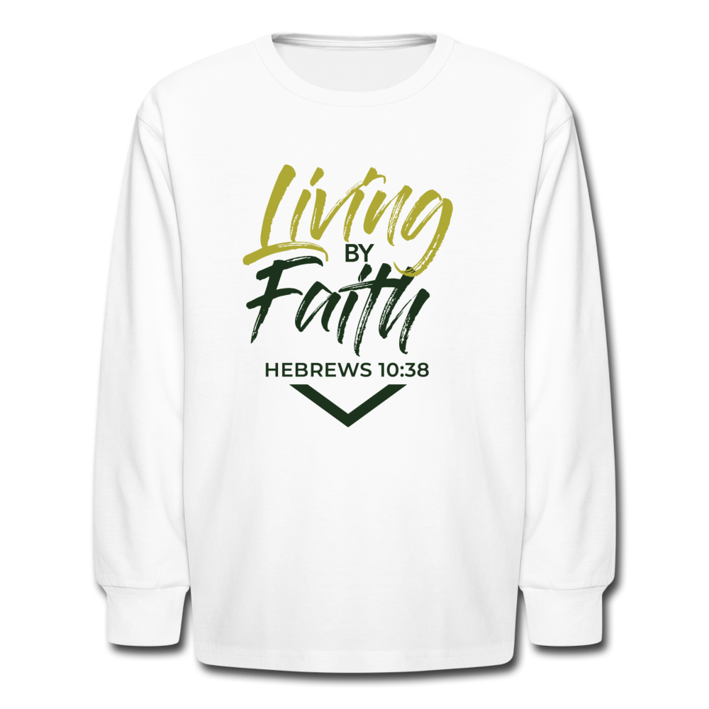 LIVING BY FAITH (Kids' Long Sleeve T-Shirt) - white