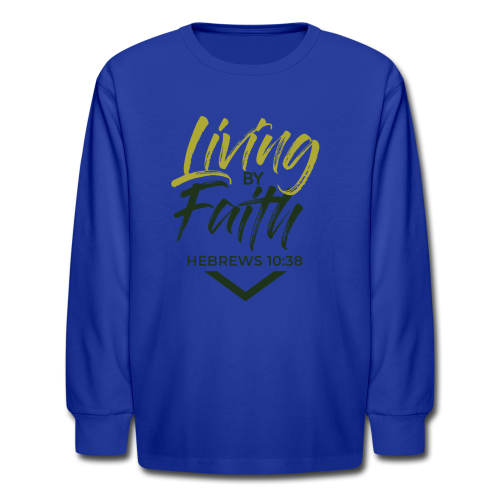 LIVING BY FAITH (Kids' Long Sleeve T-Shirt) - royal blue