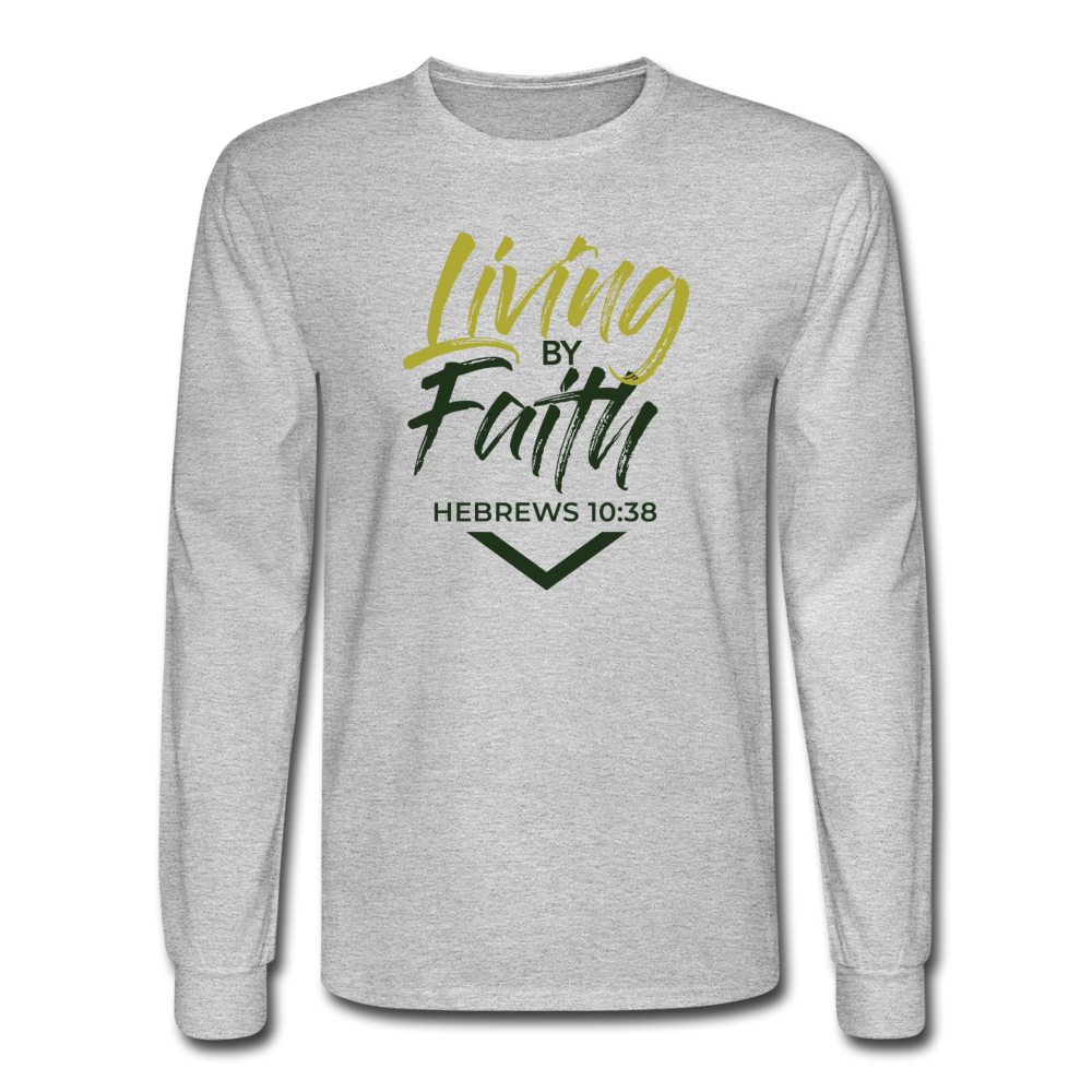 LIVING BY FAITH (Men's Long Sleeve T-Shirt) - heather gray