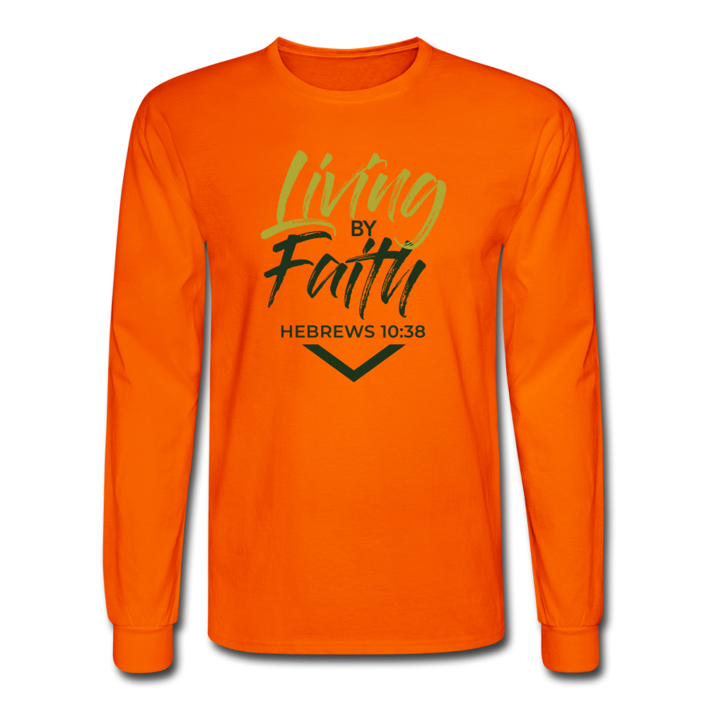 LIVING BY FAITH (Men's Long Sleeve T-Shirt) - orange