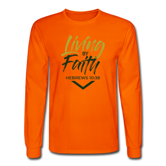 LIVING BY FAITH (Men's Long Sleeve T-Shirt) - orange