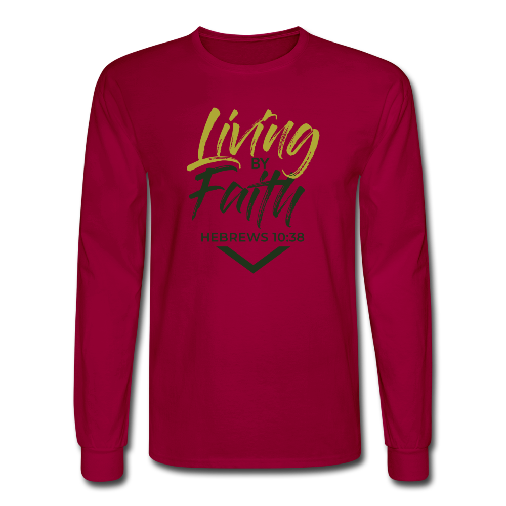 LIVING BY FAITH (Men's Long Sleeve T-Shirt) - dark red
