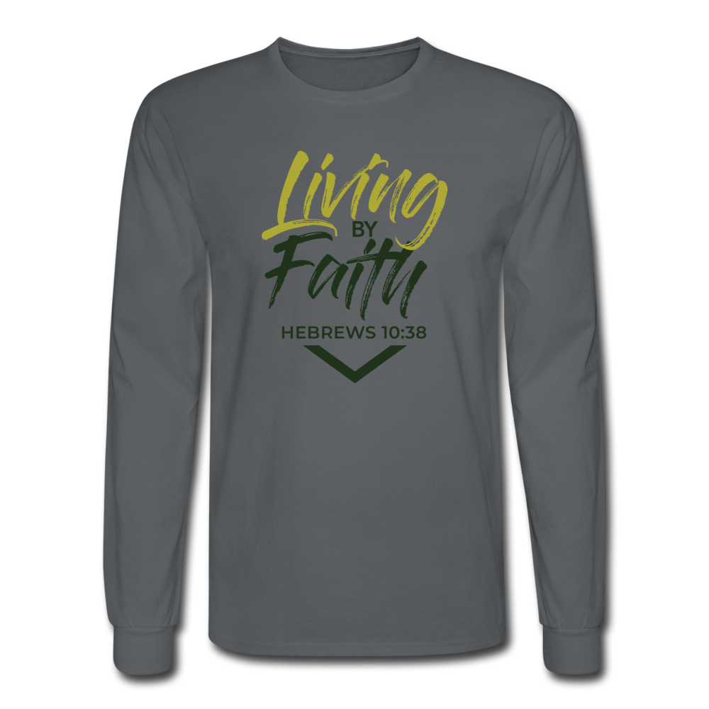 LIVING BY FAITH (Men's Long Sleeve T-Shirt) - charcoal