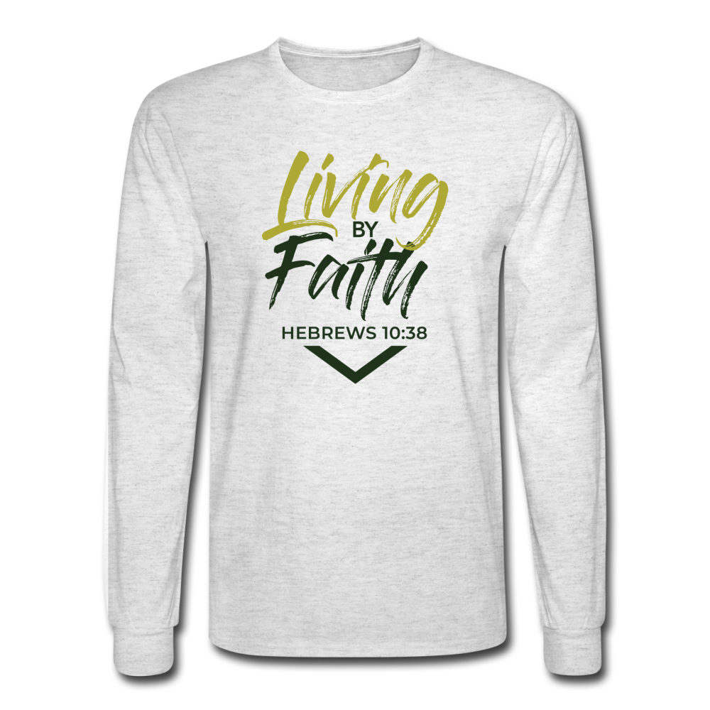 LIVING BY FAITH (Men's Long Sleeve T-Shirt) - light heather gray