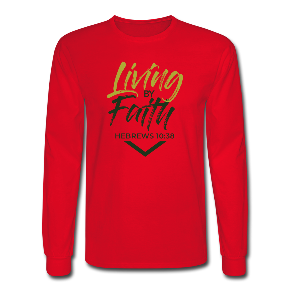 LIVING BY FAITH (Men's Long Sleeve T-Shirt) - red