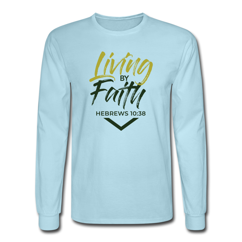 LIVING BY FAITH (Men's Long Sleeve T-Shirt) - powder blue