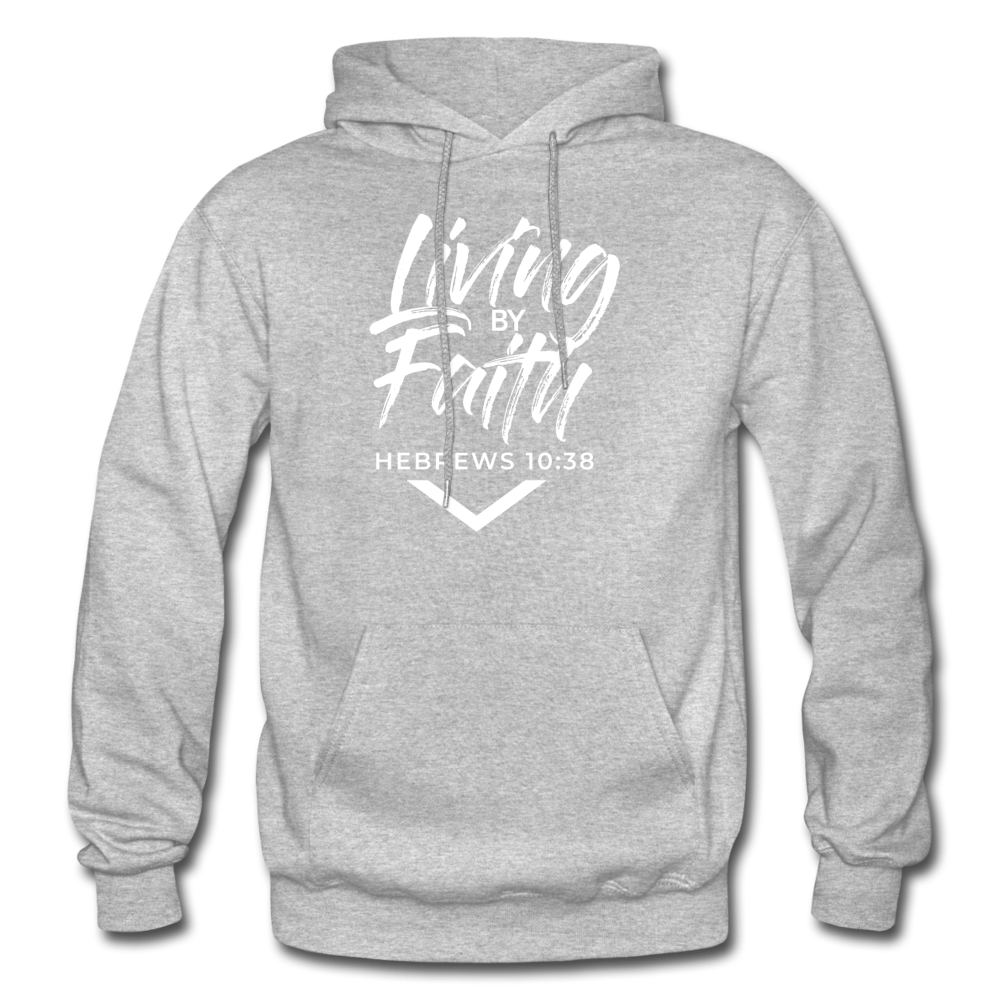 LIVING BY FAITH (Adult with White Font) - heather gray