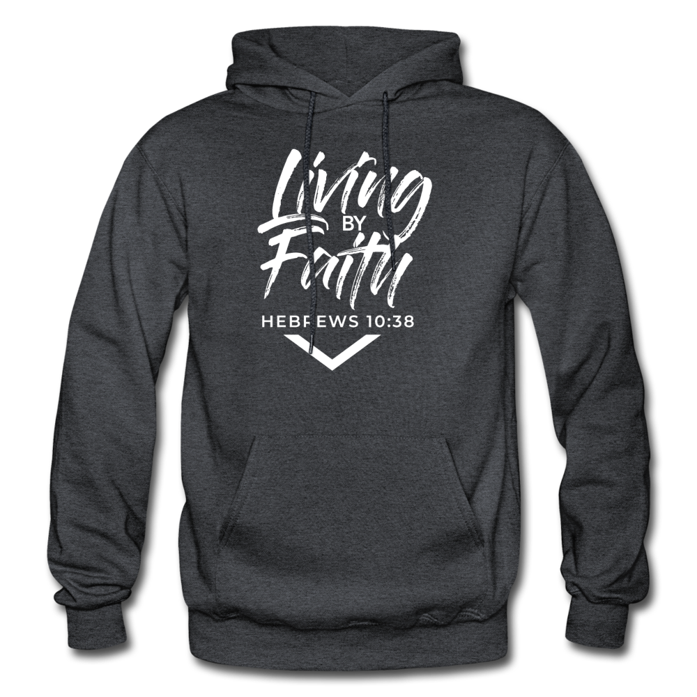 LIVING BY FAITH (Adult with White Font) - charcoal grey