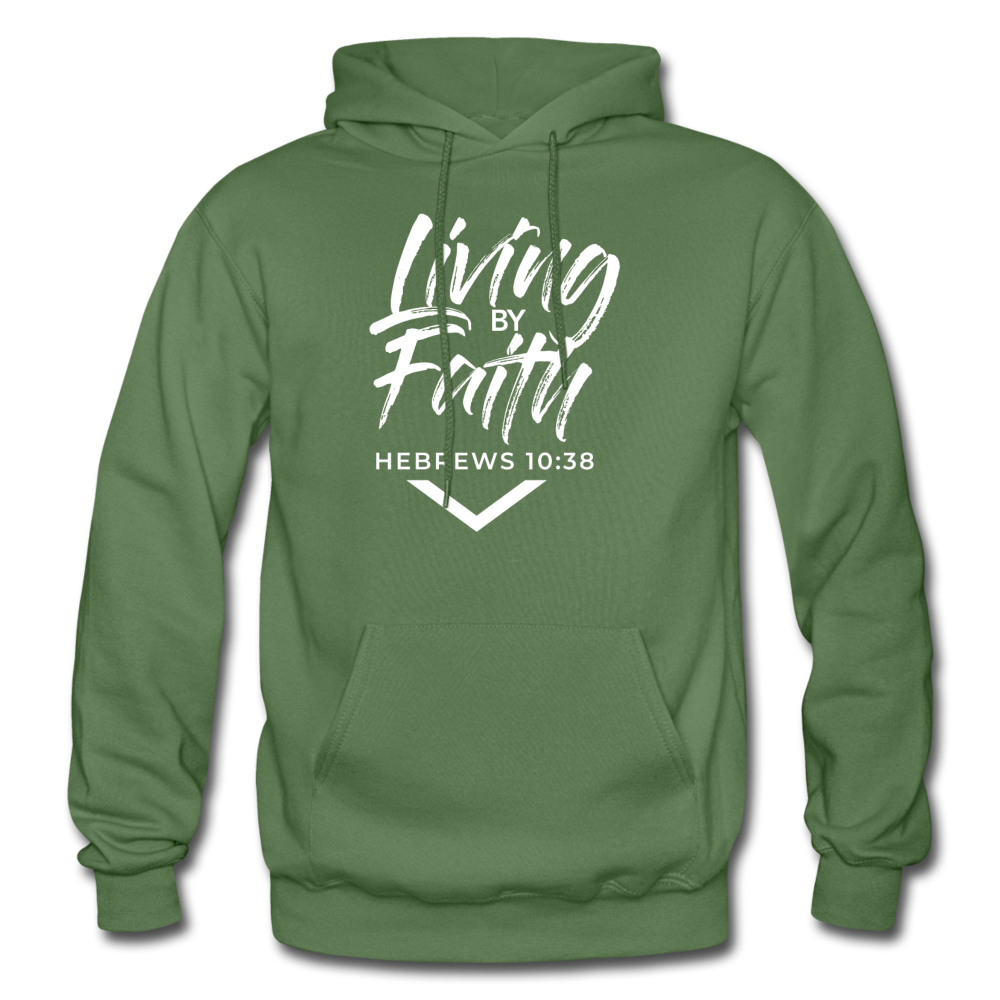 LIVING BY FAITH (Adult with White Font) - military green