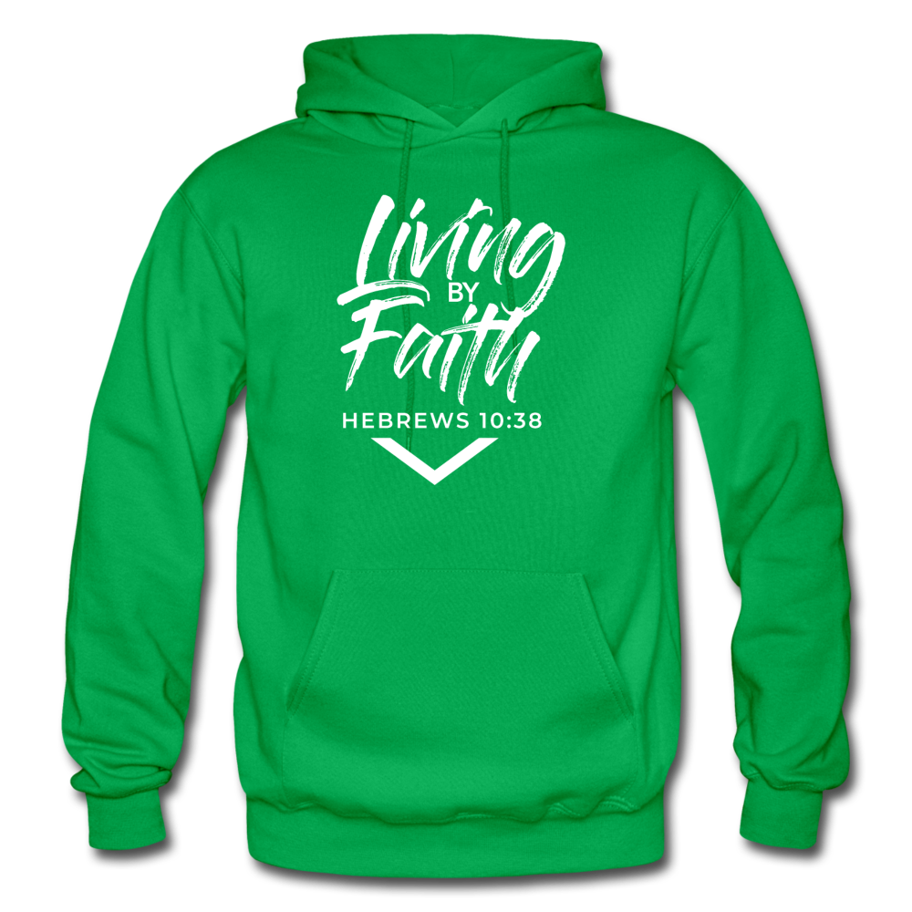 LIVING BY FAITH (Adult with White Font) - kelly green