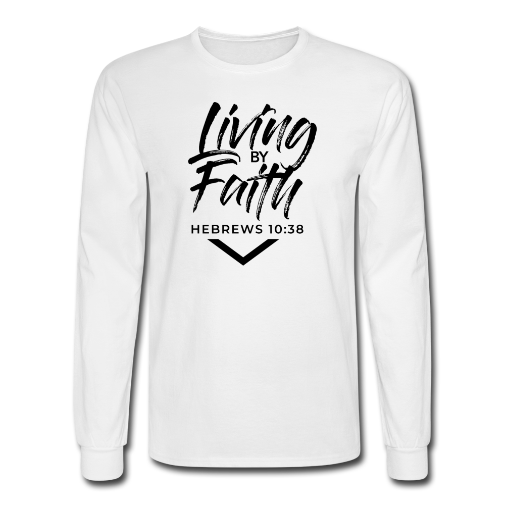 LIVING BY FAITH (Unisex Long Sleeve T-Shirt - Black Font) - white