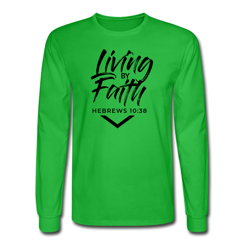 LIVING BY FAITH (Unisex Long Sleeve T-Shirt - Black Font) - bright green