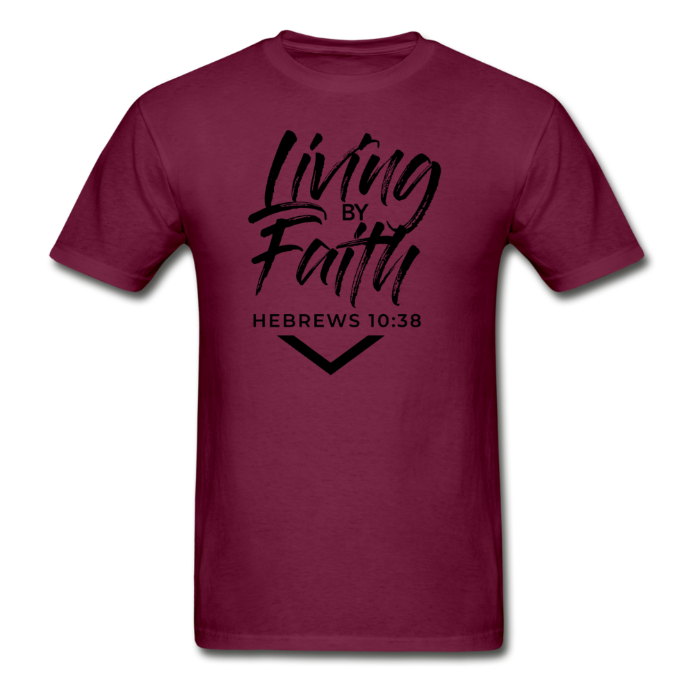 LIVING BY FAITH (Unisex Gildan Ultra Cotton Adult T-Shirt) - burgundy