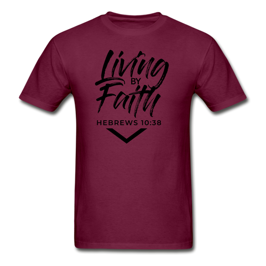 LIVING BY FAITH (Unisex Gildan Ultra Cotton Adult T-Shirt) - burgundy