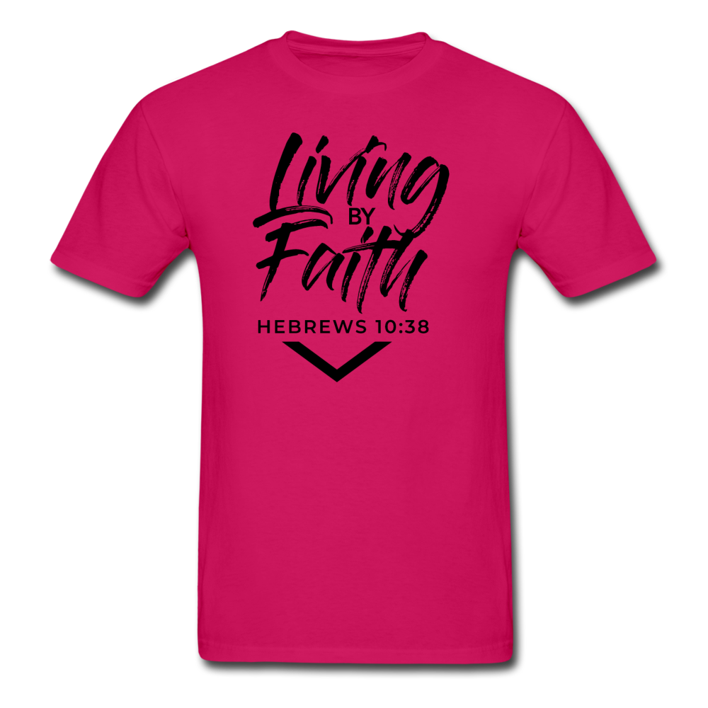 LIVING BY FAITH (Unisex Gildan Ultra Cotton Adult T-Shirt) - fuchsia