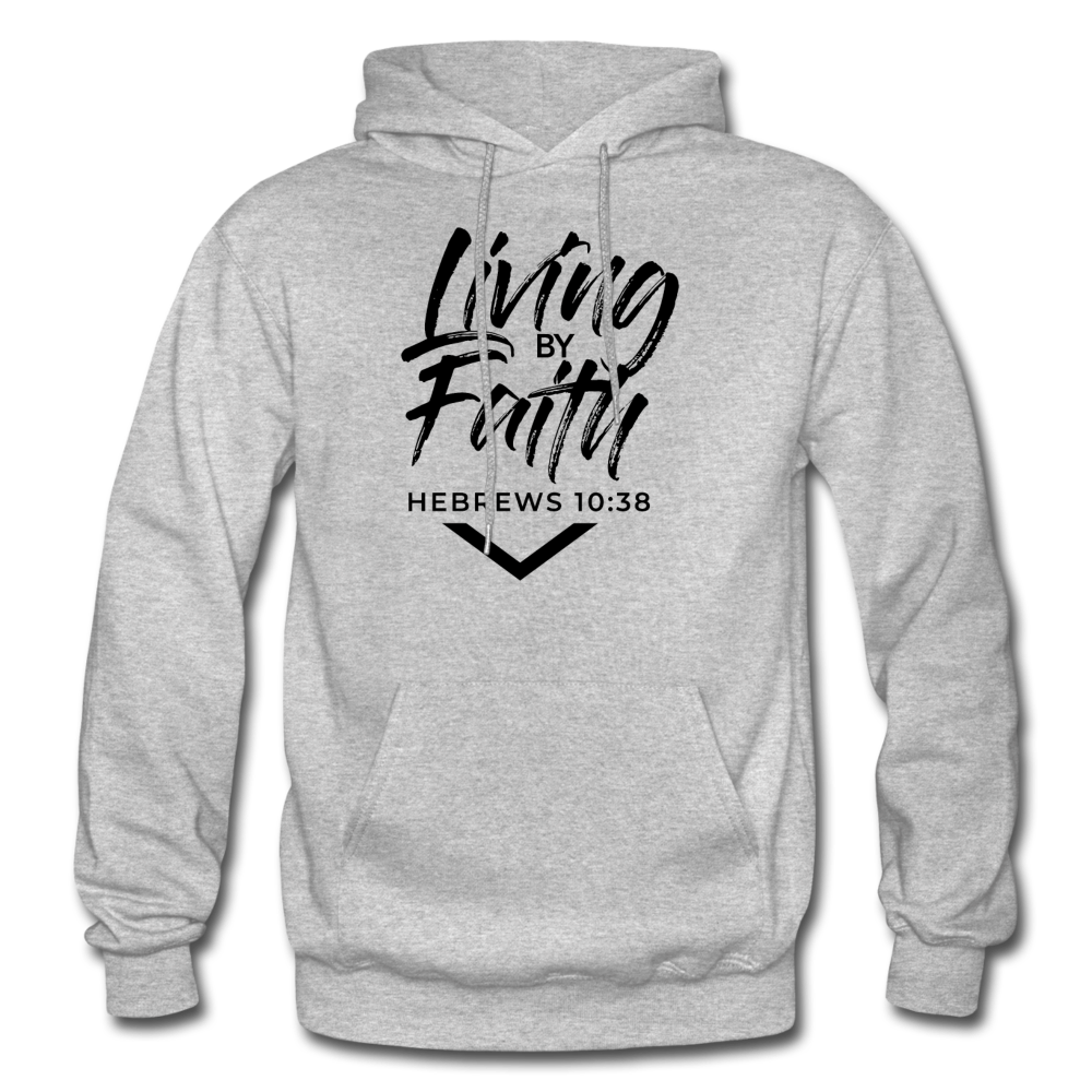 LIVING BY FAITH (Adult With Black Font) - heather gray