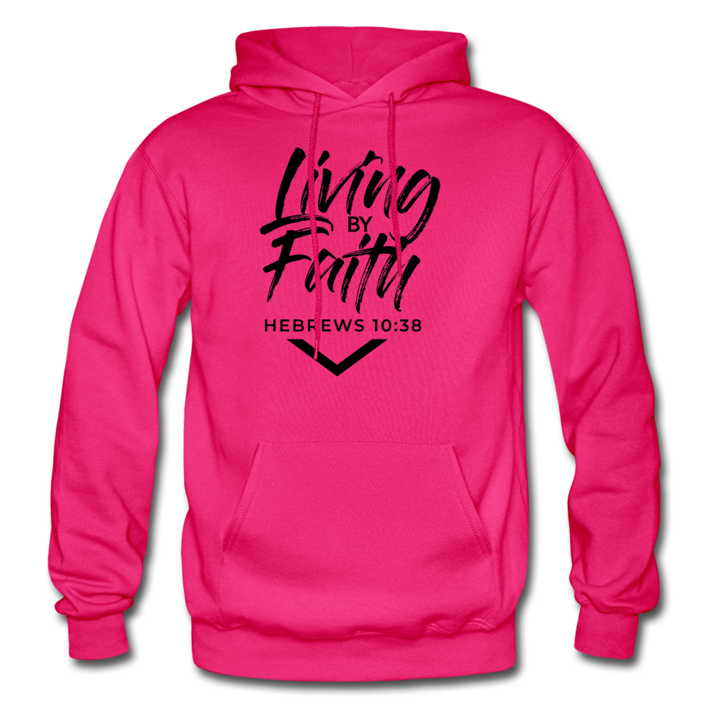 LIVING BY FAITH (Adult With Black Font) - fuchsia