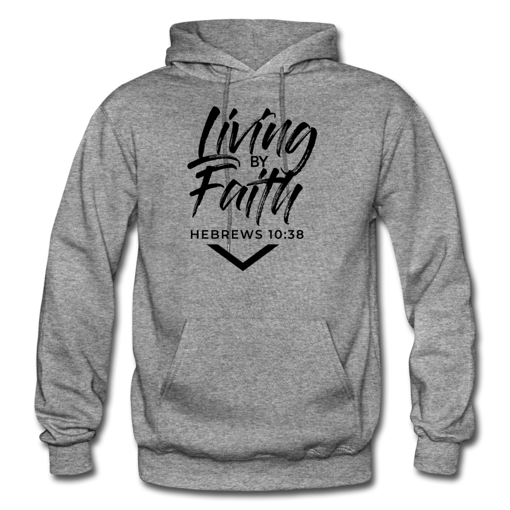LIVING BY FAITH (Adult With Black Font) - graphite heather
