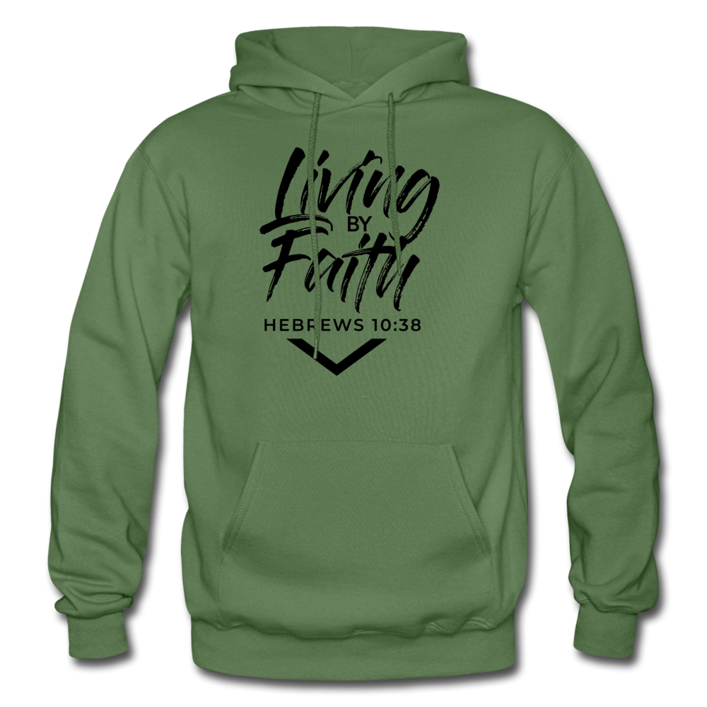 LIVING BY FAITH (Adult With Black Font) - military green