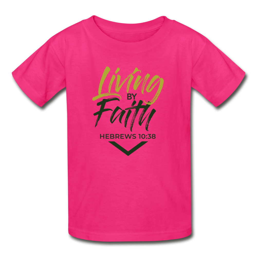 LIVING BY FAITH (Youth T-Shirt) - fuchsia
