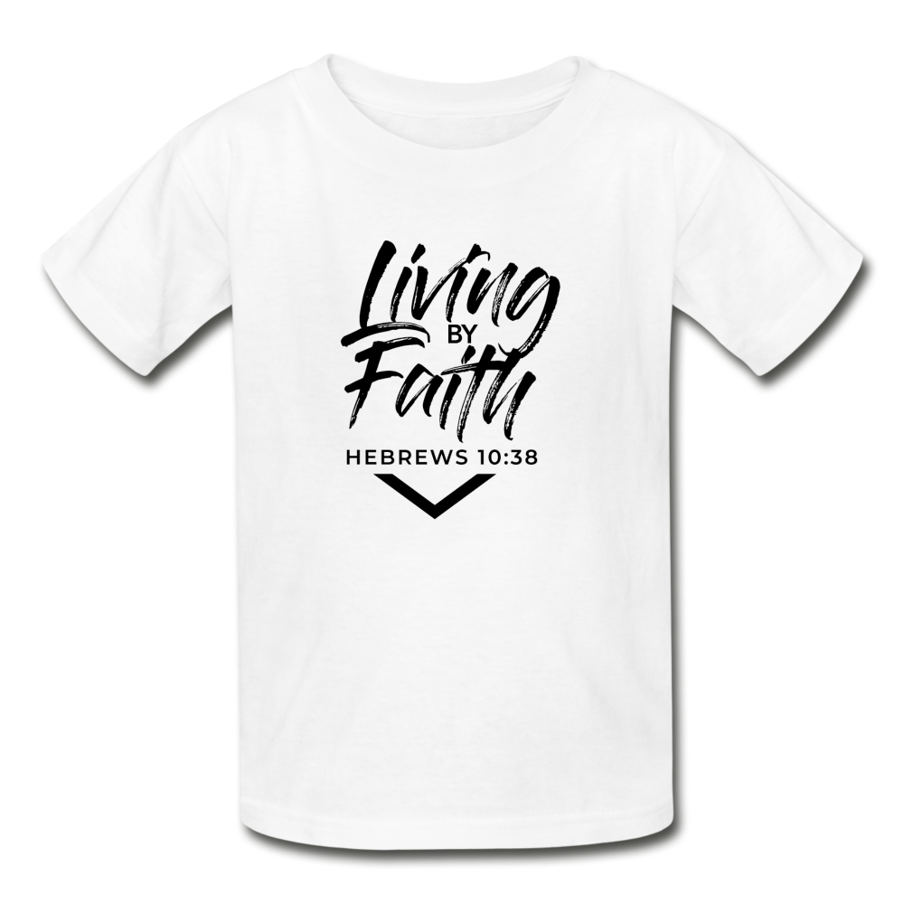 LIVING BY FAITH (Youth T-Shirt - Black Font) - white