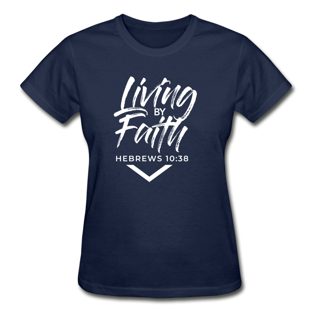LIVING BY FAITH (Ladies T-Shirt) - navy