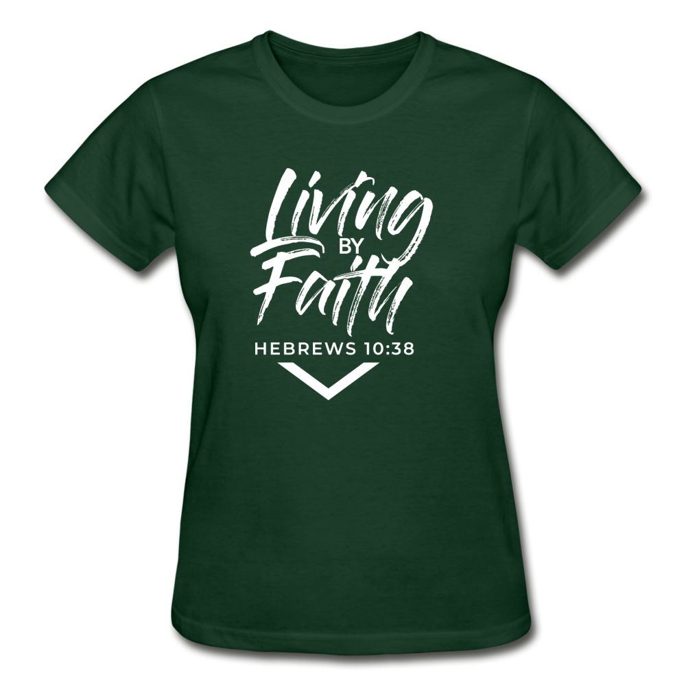 LIVING BY FAITH (Ladies T-Shirt) - forest green