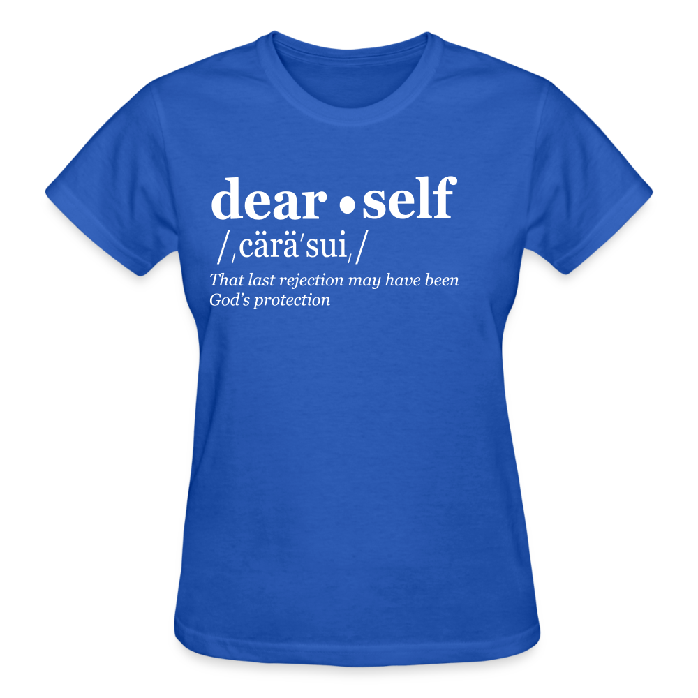 DEAR SELF: THAT LAST REJECTION MAY HAVE BEEN GOD'S PROTECTION - royal blue