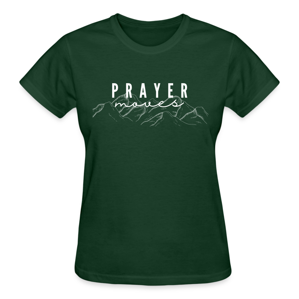 PRAYER MOVES MOUNTAINS (white font) - forest green