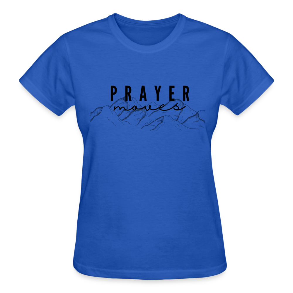 PRAYER MOVES MOUNTAINS (black font) - royal blue