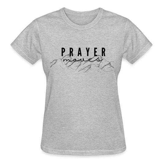PRAYER MOVES MOUNTAINS (black font) - heather gray