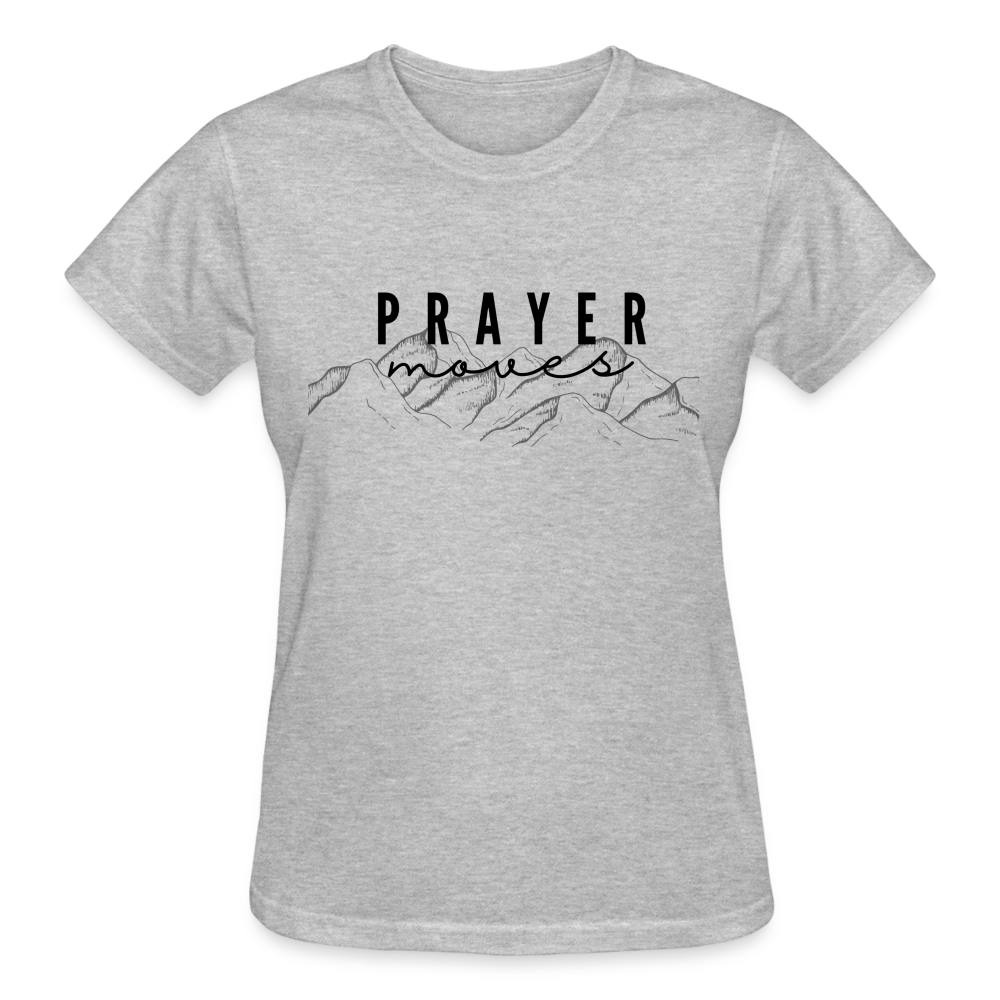 PRAYER MOVES MOUNTAINS (black font) - heather gray