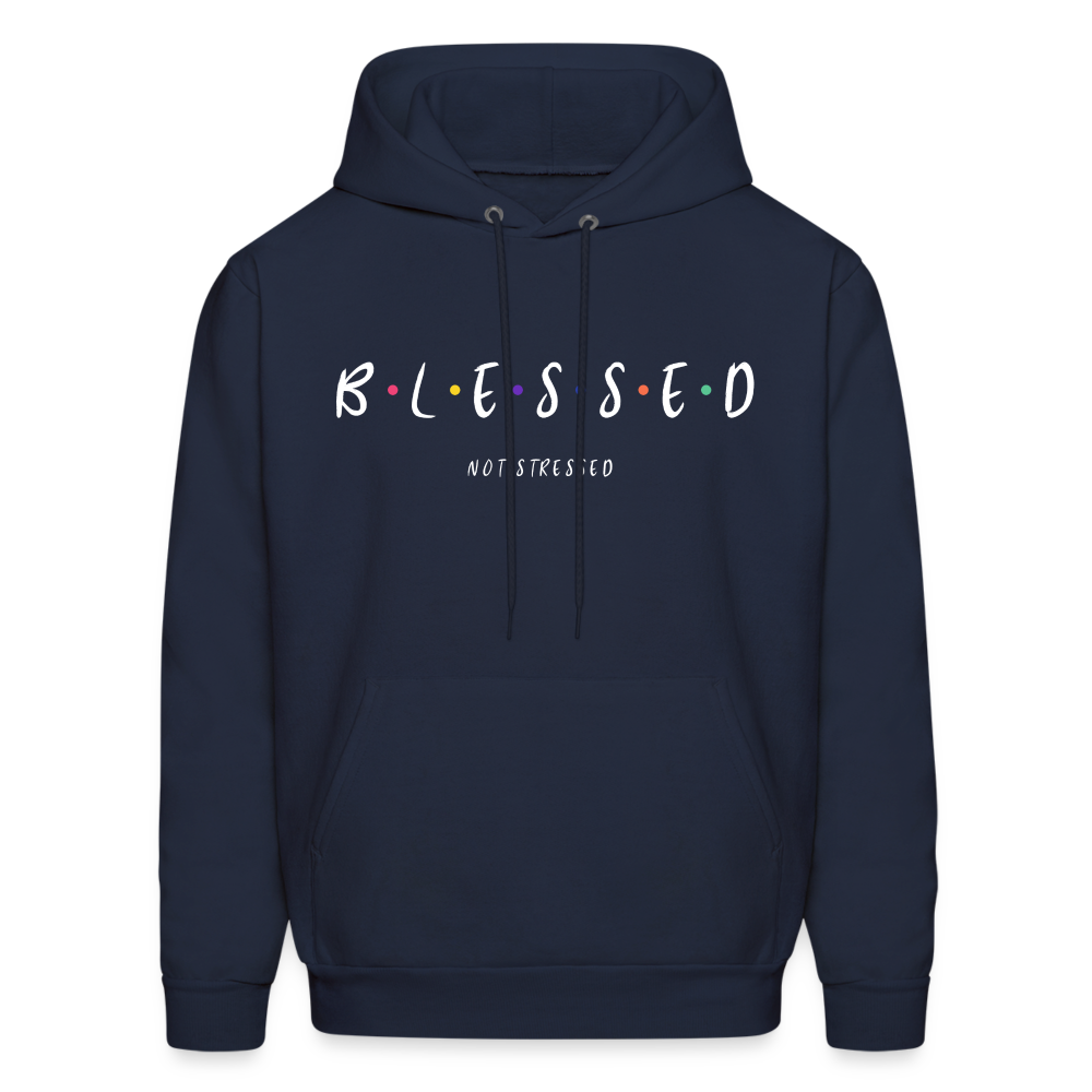 BLESSED NOT STRESSED Unisex Hoodie - navy