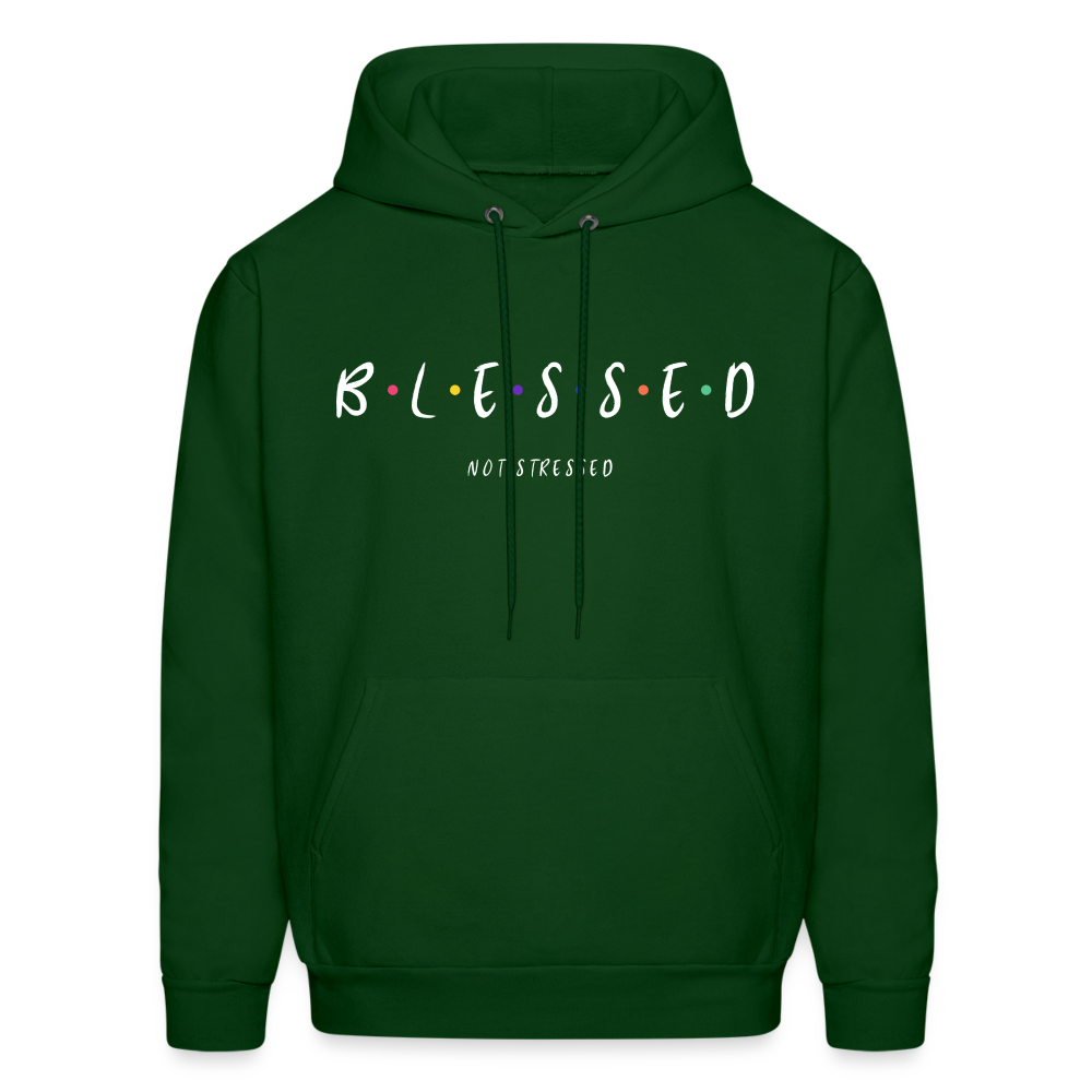 BLESSED NOT STRESSED Unisex Hoodie - forest green